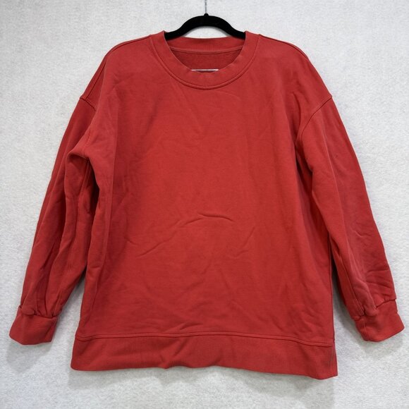 Lululemon Sweatshirt Womens 8 Red Crewneck Pullover Cotton Logo Athletic Gym - Picture 1 of 7